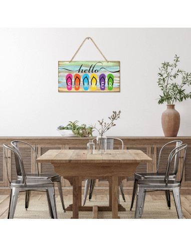 Señal de Madera Tatuo Hola Verano 30x15 cm Decoración