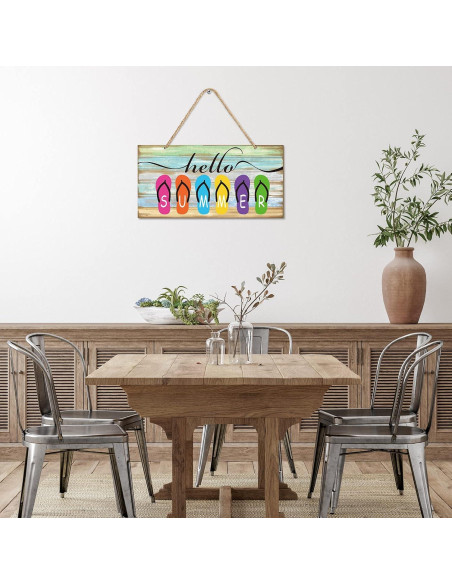 Señal de Madera Tatuo Hola Verano 30x15 cm Decoración