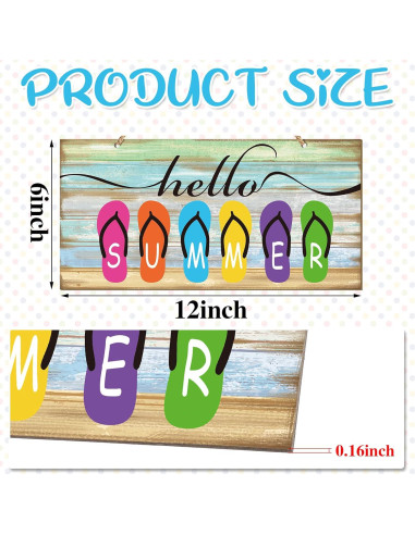 Señal de Madera Tatuo Hola Verano 30x15 cm Decoración