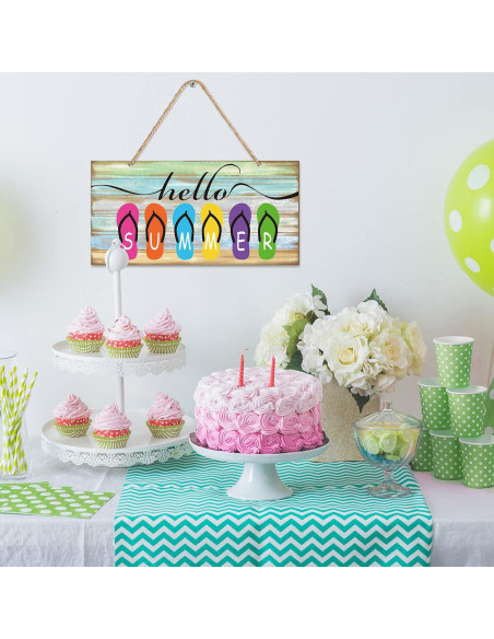 Señal de Madera Tatuo Hola Verano 30x15 cm Decoración
