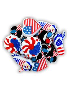 Juego de 12 cuentas de silicona patrióticas para manualidades