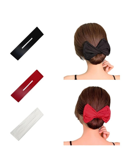 Juego de 3 Fabricantes de Moño de Cabello IRITEC - Negro, Blanco, Rojo
