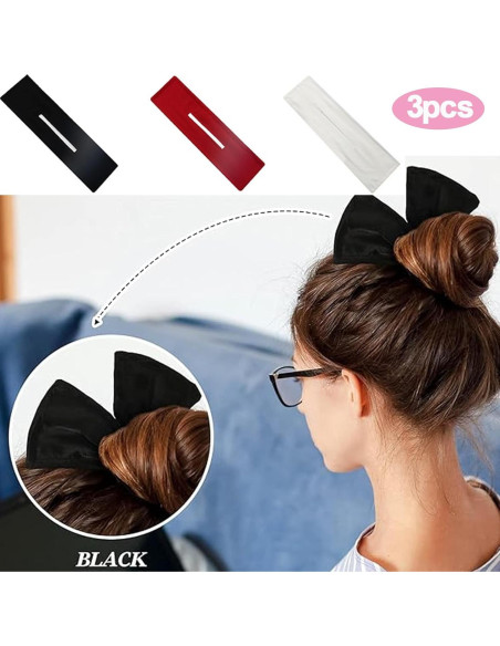 Juego de 3 Fabricantes de Moño de Cabello IRITEC - Negro, Blanco, Rojo