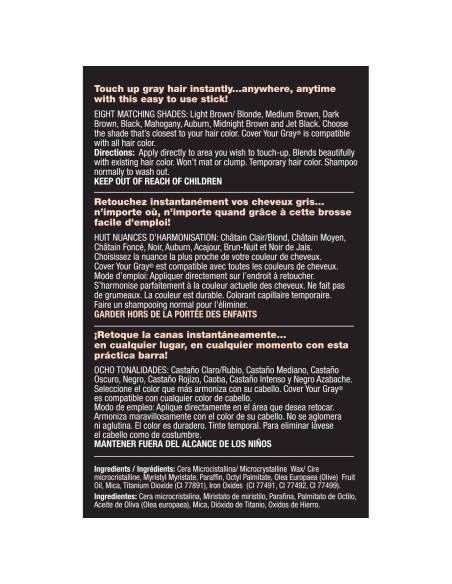 Tinte Toque Rápido Cubrir Tu Cabello Gris - Negro 1 Cuenta