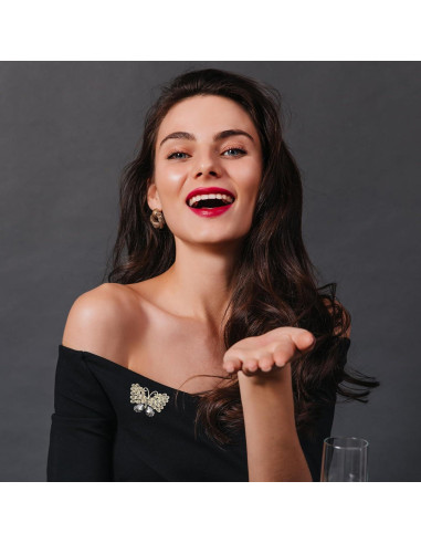 Broche de Mariposa EMEGCY de Cristal y Esmalte para Mujeres