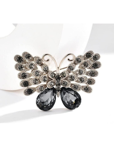 Broche de Mariposa EMEGCY de Cristal y Esmalte para Mujeres