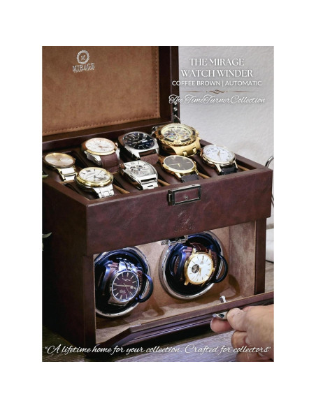 Enrollador de Relojes Automáticos Mirage Ébano Negro 8 Ranuras