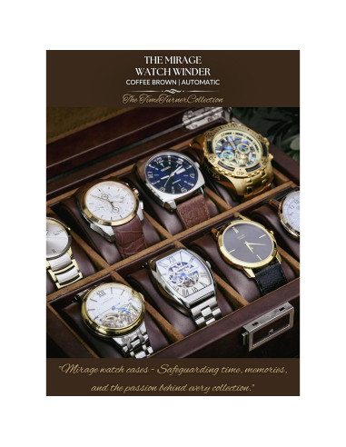 Enrollador de Relojes Automáticos Mirage Ébano Negro 8 Ranuras