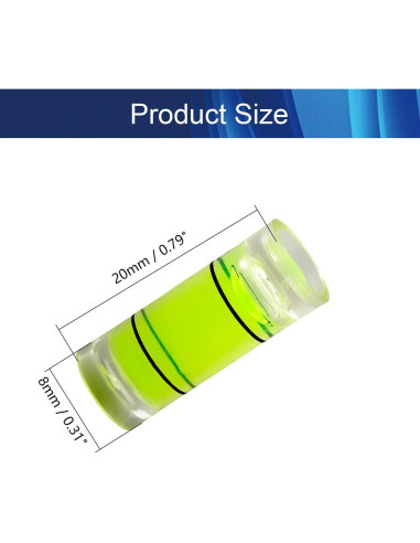 10 Niveles de Burbuja Cilíndricos Hegebeck 8x20mm PMMA