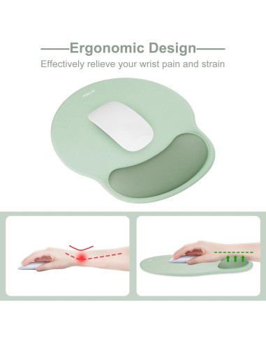 Almohadilla Ergonómica para Mouse MOSISO Verde Antiguo 24.5x22cm