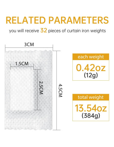 32 Pesas de Hierro para Cortinas LAIPART 12g - Accesorios de Oficina