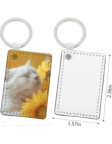 16 Llaveros de PU para Sublimación Framendino 6x4 cm Blanco