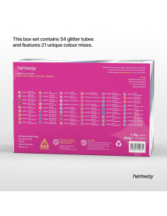 Set de Purpurina Mixta Ultra Brillante Hemway 54 Frascos 6g 2