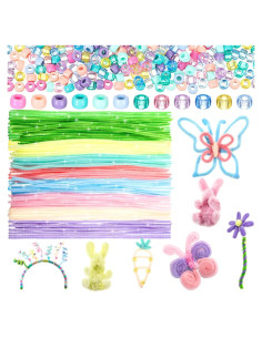 Set de 1200 Perlas Pony Pastel y 120 Limpiapipas Daifunli