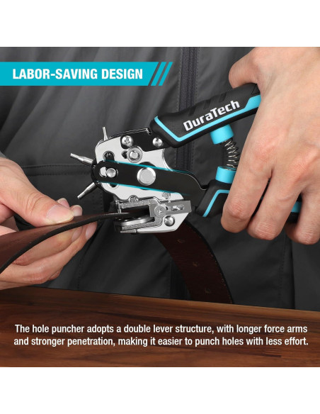 Perforadora de Cuero Duratech con 6 Tamaños de Agujeros