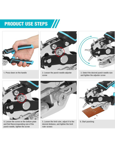 Perforadora de Cuero Duratech con 6 Tamaños de Agujeros