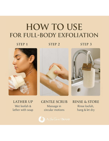 Esponja Exfoliante Corporal Natural Loofah Ancestoria - Paquete de 3