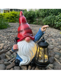 Gnomo de Jardín Solar WNXURT con Linterna LED 27.7 cm 2