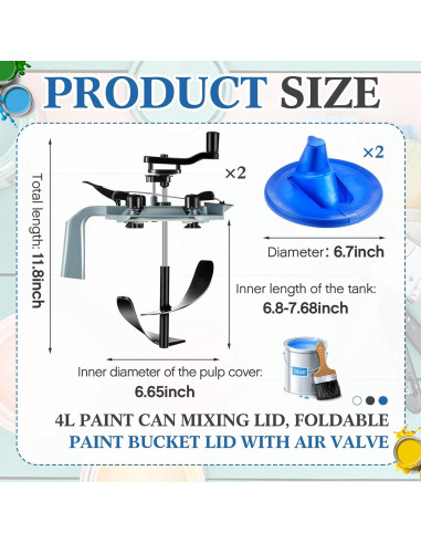 Kit de Tapa Mezcladora y Cubierta para Latas de Pintura 4L Reallnaive