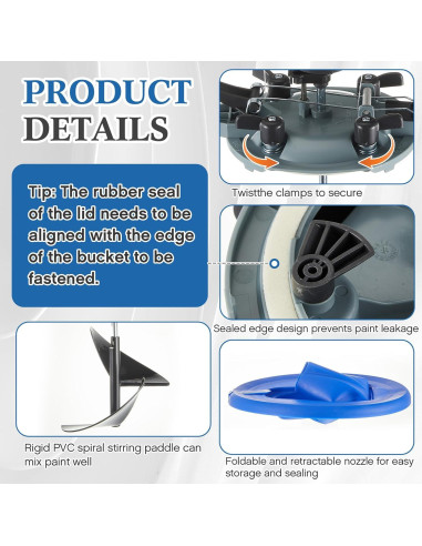 Kit de Tapa Mezcladora y Cubierta para Latas de Pintura 4L Reallnaive