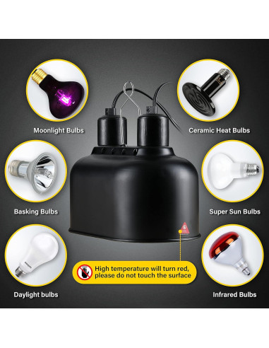 Lámpara de Reptil Doble Simple Deluxe 100W Negro