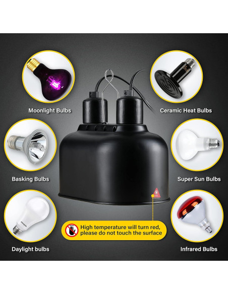 Lámpara de Reptil Doble Simple Deluxe 100W Negro