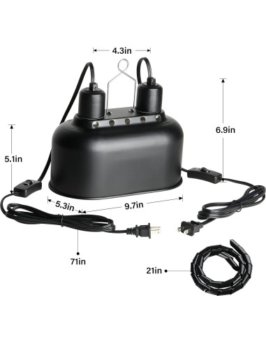 Lámpara de Reptil Doble Simple Deluxe 100W Negro