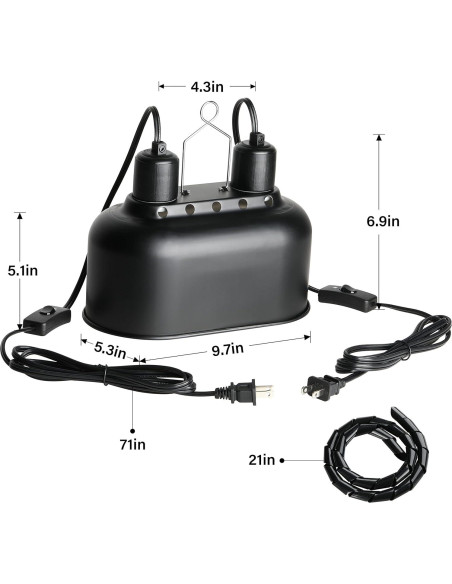 Lámpara de Reptil Doble Simple Deluxe 100W Negro