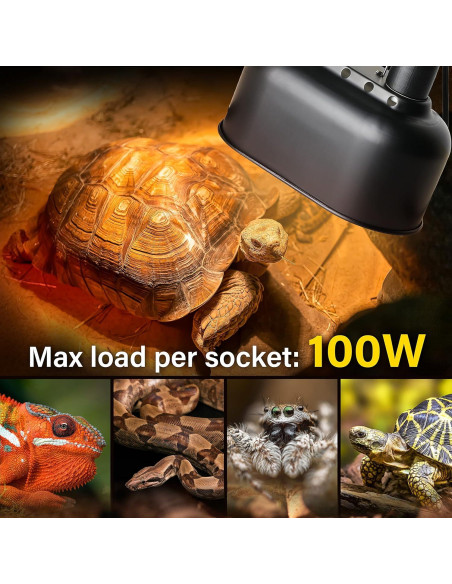 Lámpara de Reptil Doble Simple Deluxe 100W Negro