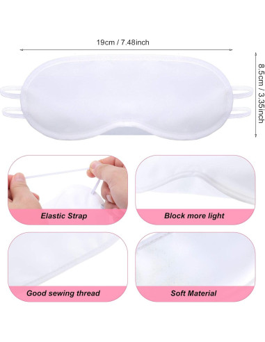 20 Máscaras de Ojos Blancas Syhood + 8 Marcadores Tela DIY