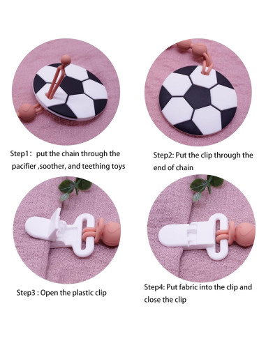 Clip de Chupete de Silicona 2-en-1 Pack de 2 Lila y Naranja