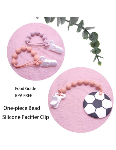 Clip de Chupete de Silicona 2-en-1 Pack de 2 Lila y Naranja