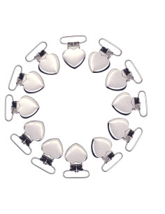 Clips de Suspensión de Corazón Plateados 20pcs - Metal y Plástico