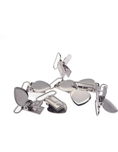 Clips de Suspensión de Corazón Plateados 20pcs - Metal y Plástico
