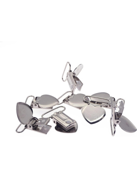 Clips de Suspensión de Corazón Plateados 20pcs - Metal y Plástico