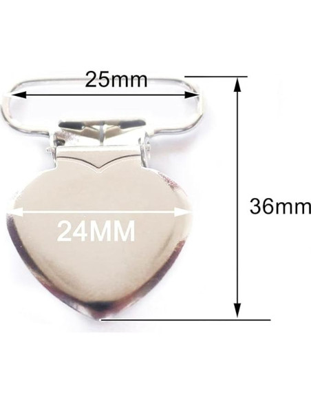 Clips de Suspensión de Corazón Plateados 20pcs - Metal y Plástico