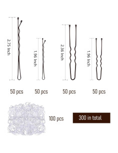 Kit de 300 Piezas de Horquillas y Bandas para Cabello EYBDYB 2