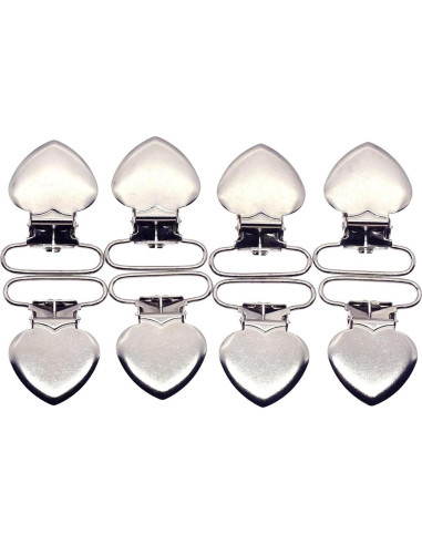 Clips de Suspensión de Corazón Plateados 20pcs - Metal y Plástico