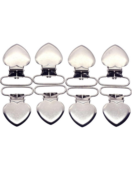 Clips de Suspensión de Corazón Plateados 20pcs - Metal y Plástico