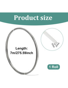 Alambre Plano de Acero Inoxidable BENECREAT 19 Gauge 7m 2mm 2