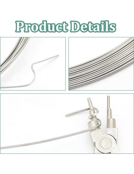 Alambre Plano de Acero Inoxidable BENECREAT 19 Gauge 7m 2mm