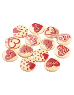 Botones de Madera Pintados CABODYALS 20mm Corazón 50Pcs