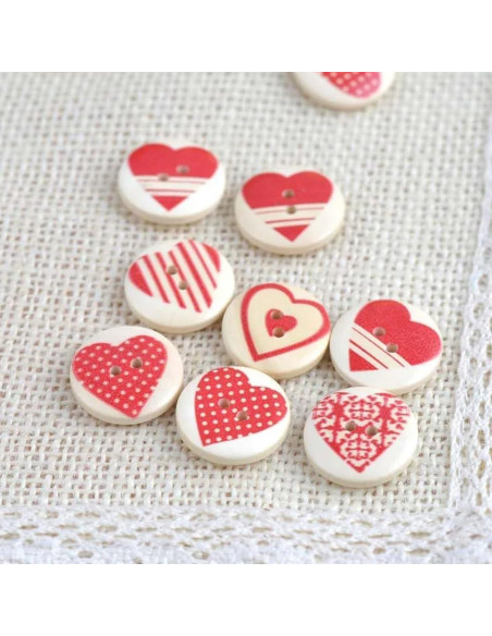 Botones de Madera Pintados CABODYALS 20mm Corazón 50Pcs