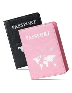 Pack 2 Fundas de Pasaporte PU Honmein Impermeables Unisex