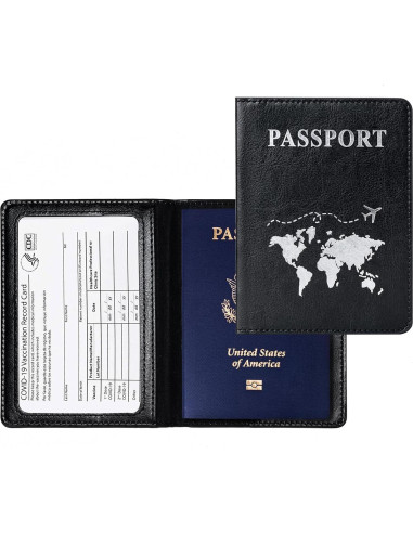 Pack 2 Fundas de Pasaporte PU Honmein Impermeables Unisex