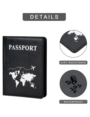 Pack 2 Fundas de Pasaporte PU Honmein Impermeables Unisex