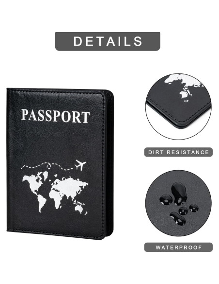 Pack 2 Fundas de Pasaporte PU Honmein Impermeables Unisex