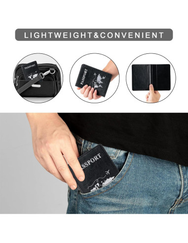 Pack 2 Fundas de Pasaporte PU Honmein Impermeables Unisex