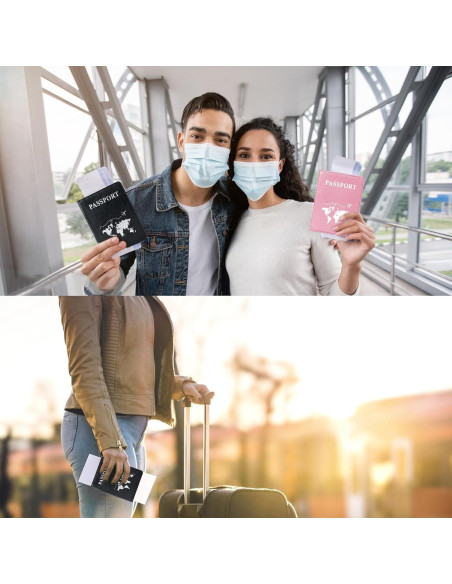 Pack 2 Fundas de Pasaporte PU Honmein Impermeables Unisex