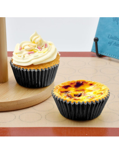 200 Moldes para Hornear Cupcake Aluminio Negro MODENGKONGJIAN